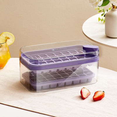 Lid And Bin 2 Pack Customizable Ice Cube Trays For Freezer 64 Pcs Ice Cube Mold