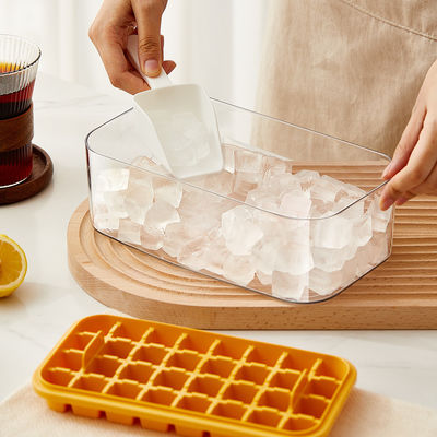 Lid And Bin 2 Pack Customizable Ice Cube Trays For Freezer 64 Pcs Ice Cube Mold