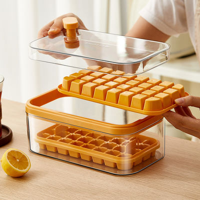 Lid And Bin 2 Pack Customizable Ice Cube Trays For Freezer 64 Pcs Ice Cube Mold
